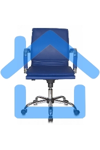Кресло руководителя Бюрократ CH-993-Low/blue синий, низкая спинка, искусственная кожа, крестовина хромированная