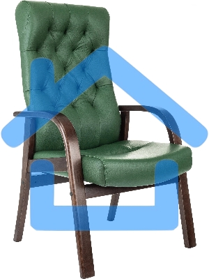 Кресло офисное Бюрократ T-9928WALNUT-CF, зеленый, кожа, на ножках, дерево