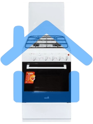 Плита комбинированная Cezaris ПГЭ 1000-13 белый, конфорок 4 шт, духовка 45 л, 51 см x 85 см x 55 см