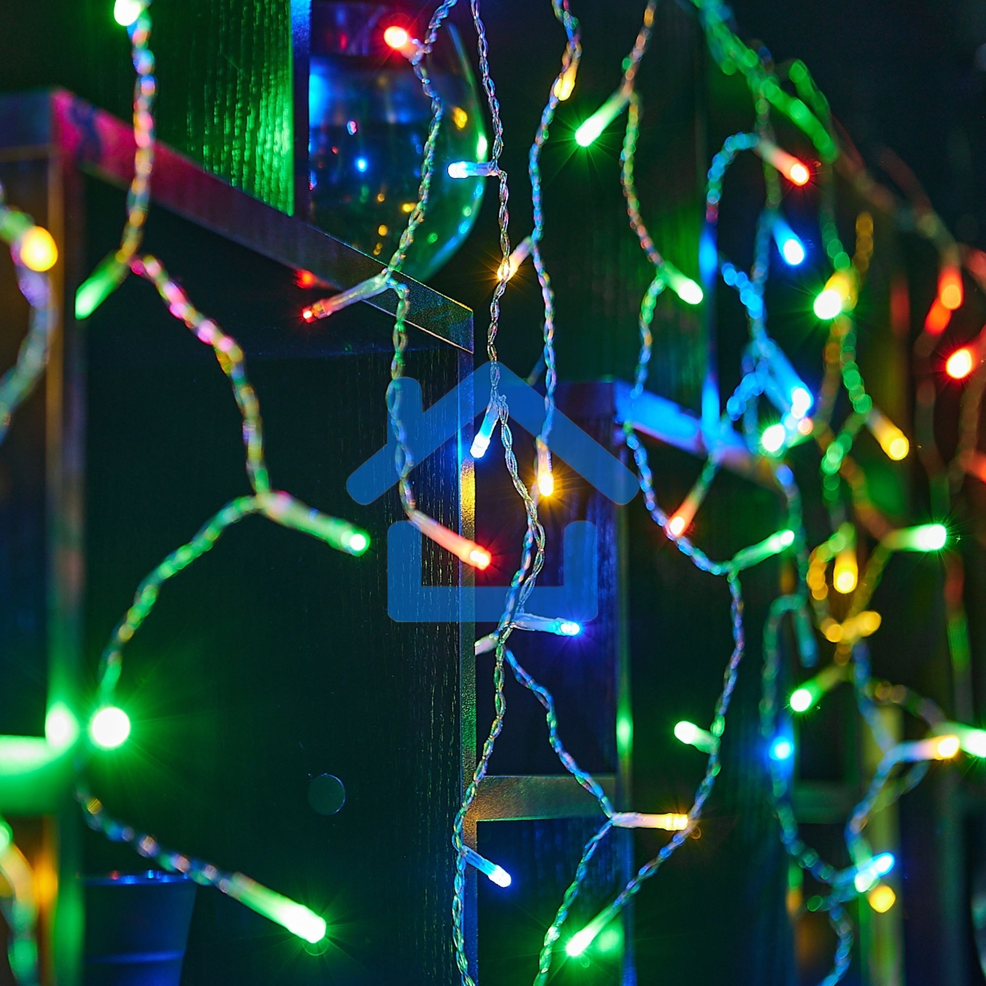 Бахрома светодиодная с эффектом мерцания 2м Соединяемая 100 светодиодов Разноцветный свет Провод прозрачный ULD-B2007-100/TTK MULTI IP44