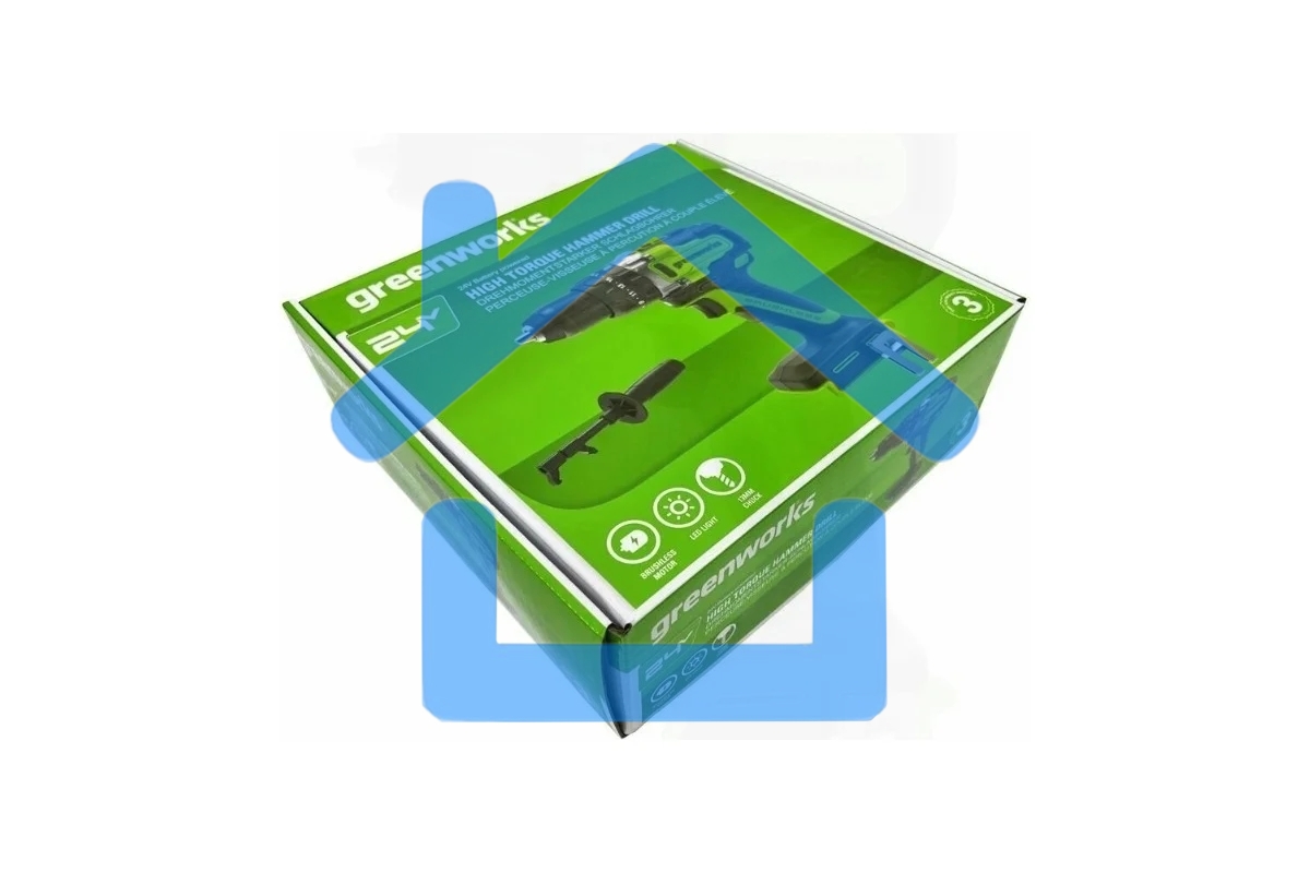 Дрель-шуруповерт GREENWORKS GD24DD140, Аккумуляторная, 24В, Без АКБ и ЗУ
