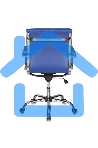 Кресло руководителя Бюрократ CH-993-Low/blue синий, низкая спинка, искусственная кожа, крестовина хромированная