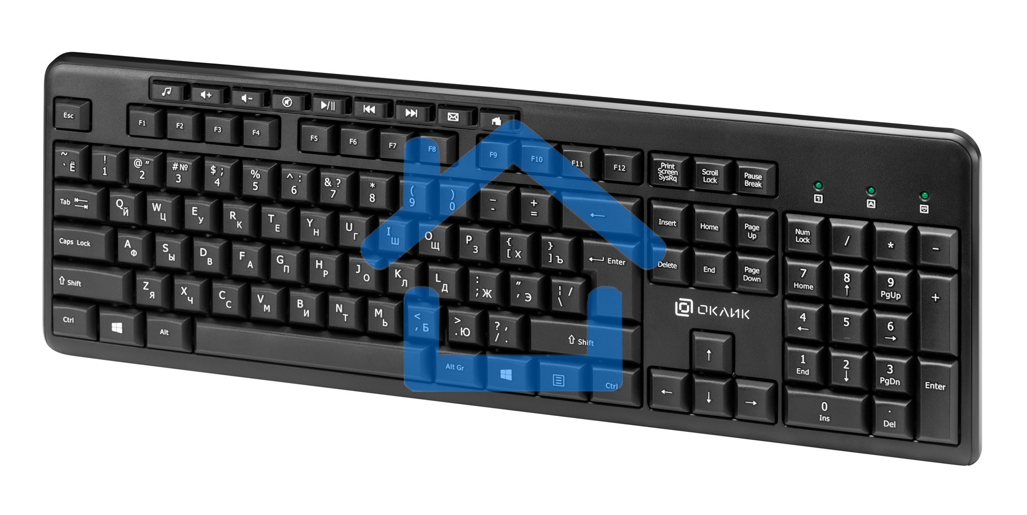 Комплект клавиатура + мышь Oklick/Оклик 225M клав:черный мышь:черный USB беспроводная Multimedia