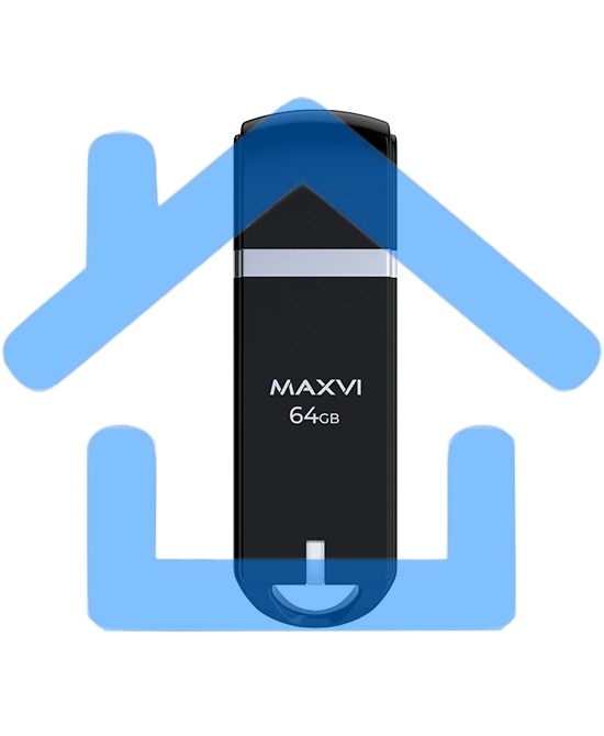 Флешка USB R/W Maxvi P3 64Gb USB 2.0 black, монолит с колпачком, ABS пластик