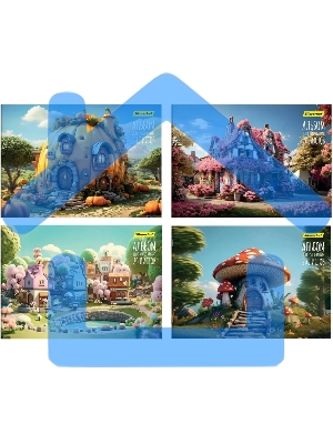 Альбом для рисования Silwerhof 20л. A4 Сказочный мир 4 дизайна, картон скрепка