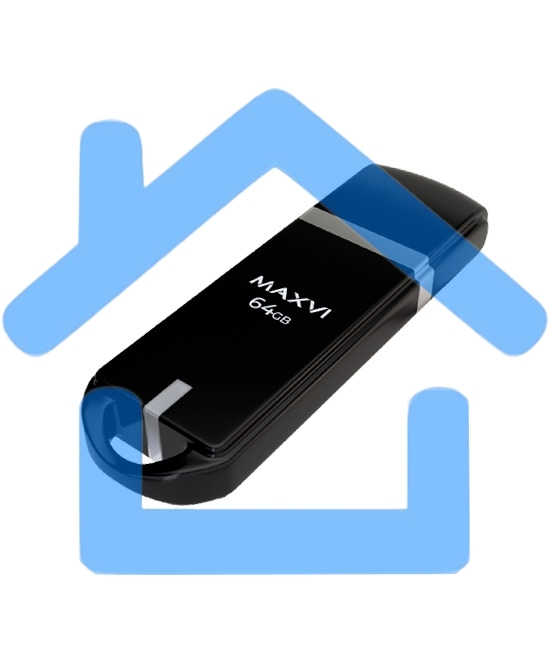 Флешка USB R/W Maxvi P3 64Gb USB 2.0 black, монолит с колпачком, ABS пластик