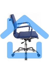 Кресло руководителя Бюрократ CH-993-Low/blue синий, низкая спинка, искусственная кожа, крестовина хромированная