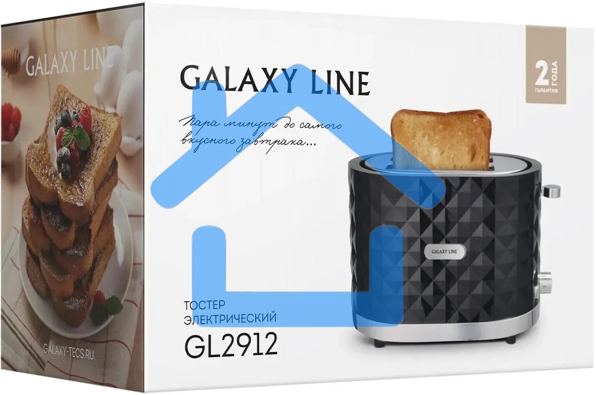 Тостер Galaxy Line GL 2912, черный, пластик, 1200 Вт