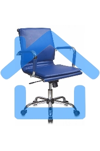 Кресло руководителя Бюрократ CH-993-Low/blue синий, низкая спинка, искусственная кожа, крестовина хромированная