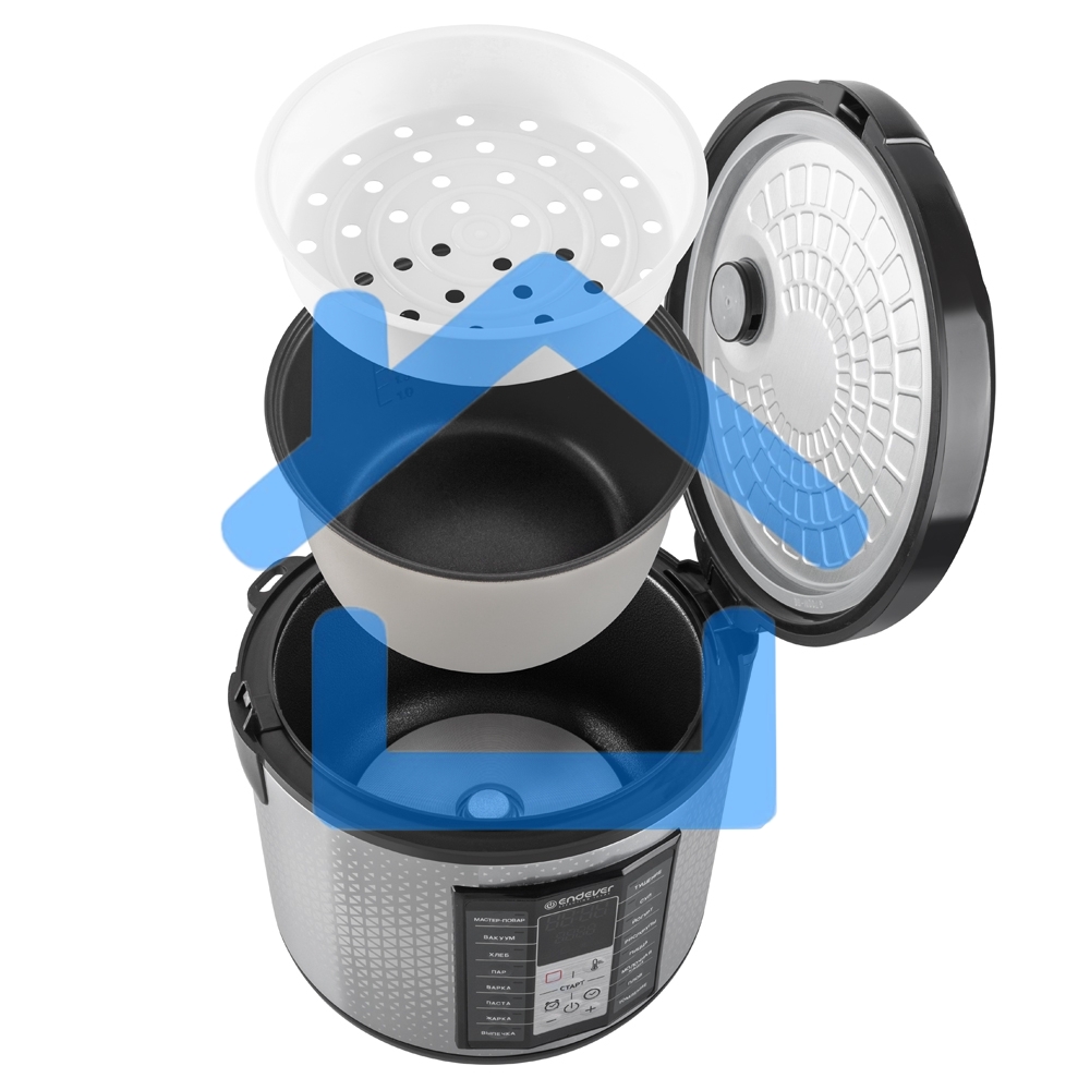 Мультиварка электрическая Endever Vita-122, черный/стальной, мощность 1000 Вт, емкость 5л, 16 авторежимов работы,книга рецептов, 4 шт/уп.