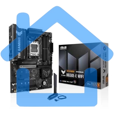 Материнская плата ASUS TUF GAMING B650-E WIFI, AM5, AMD B650, 4xDDR5, 4xSATA, 3xM.2, 1xPCIe 4.0 x16, 1xPCIe 4.0 x16, 1xPCIe x1, 1xDP, 1xHDMI, 1x2.5Gb LAN, Wi-Fi 6E, Bluetooth 5.3, 2xUSB-C (1x10Gbps, 1x20Gbps), 3xUSB-A 5Gbps, 2xUSB-A 10Gbps, 3xUSB-A 2.0, 5