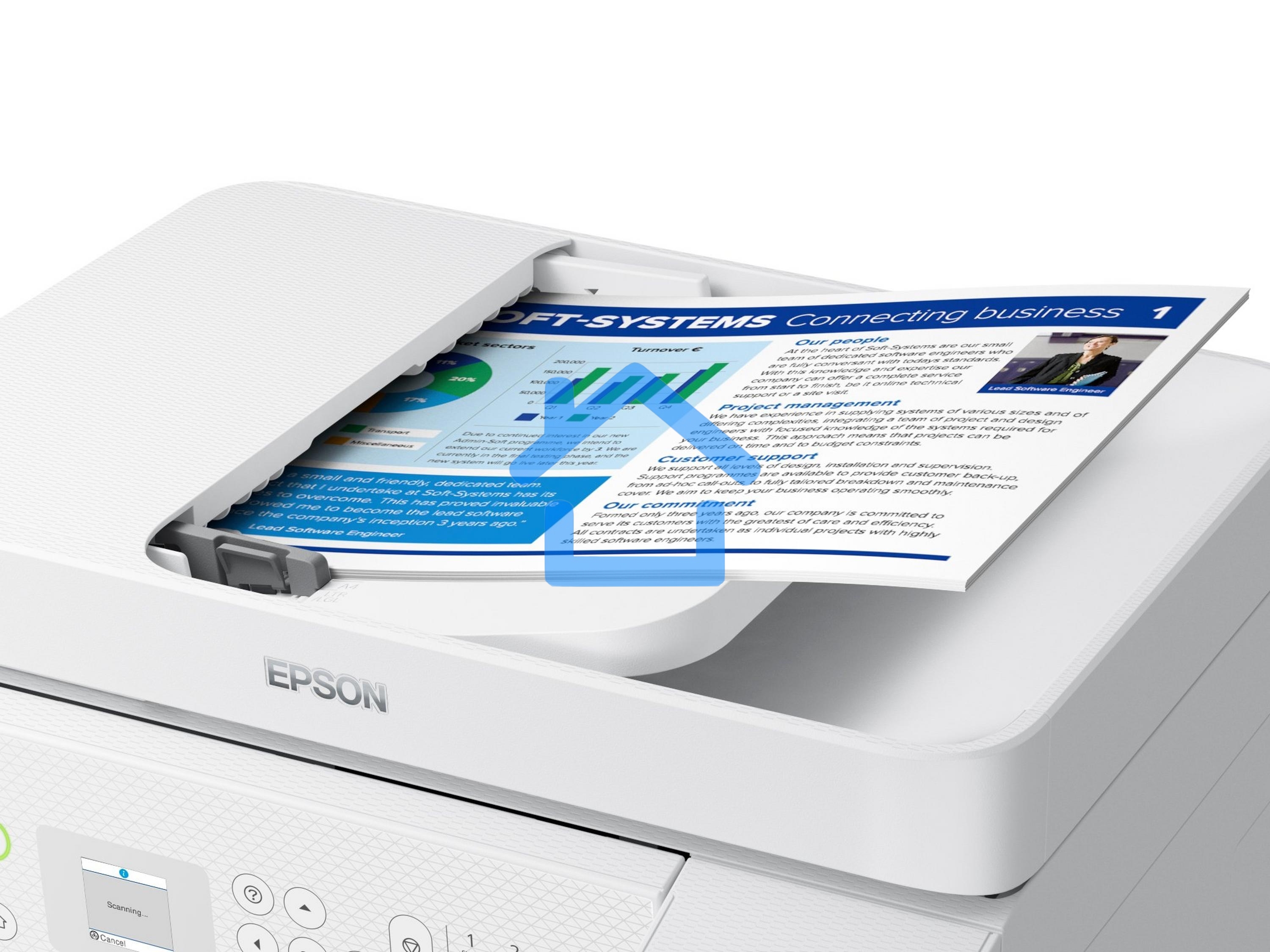 МФУ струйное Epson EcoTank L5296 (C11CJ65411) белый, A4, ч/б печ. 33стр/мин., цв. печ. 15стр/мин., 5760x1440 DPI, 2400х1200 DPI, USB, Ethernet, Wi-Fi