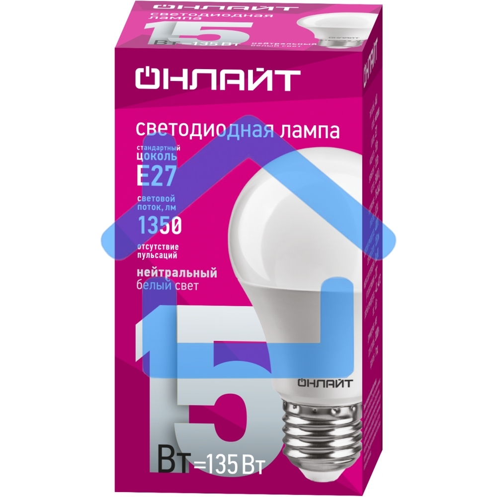 Лампа светодиодная ОНЛАЙТ 61150 OLL-A60-15-230-4K-E27 грушевидная