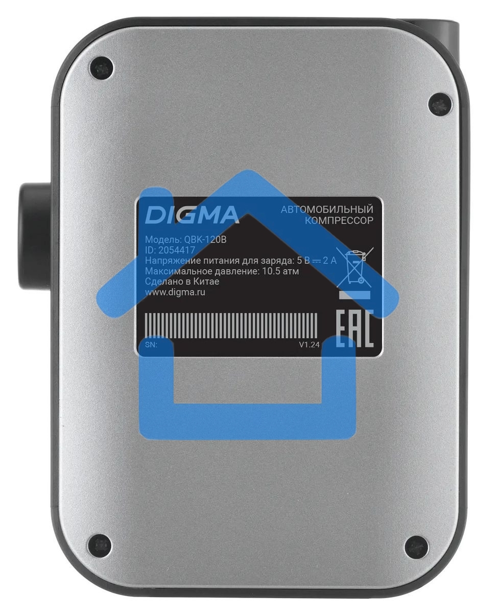 Автомобильный компрессор Digma QBK-120G серый, шланг 0.2м