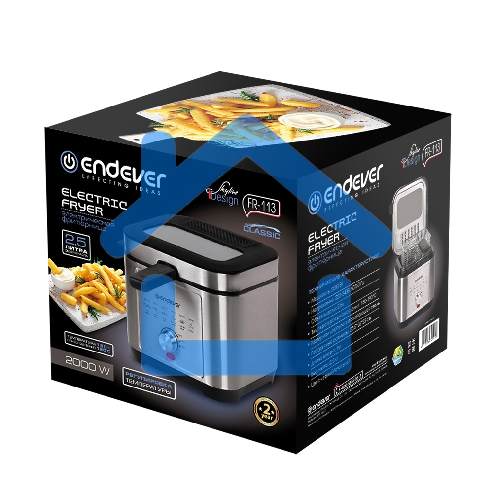 Фритюрница Endever Skyline FR-113, черный-стальной