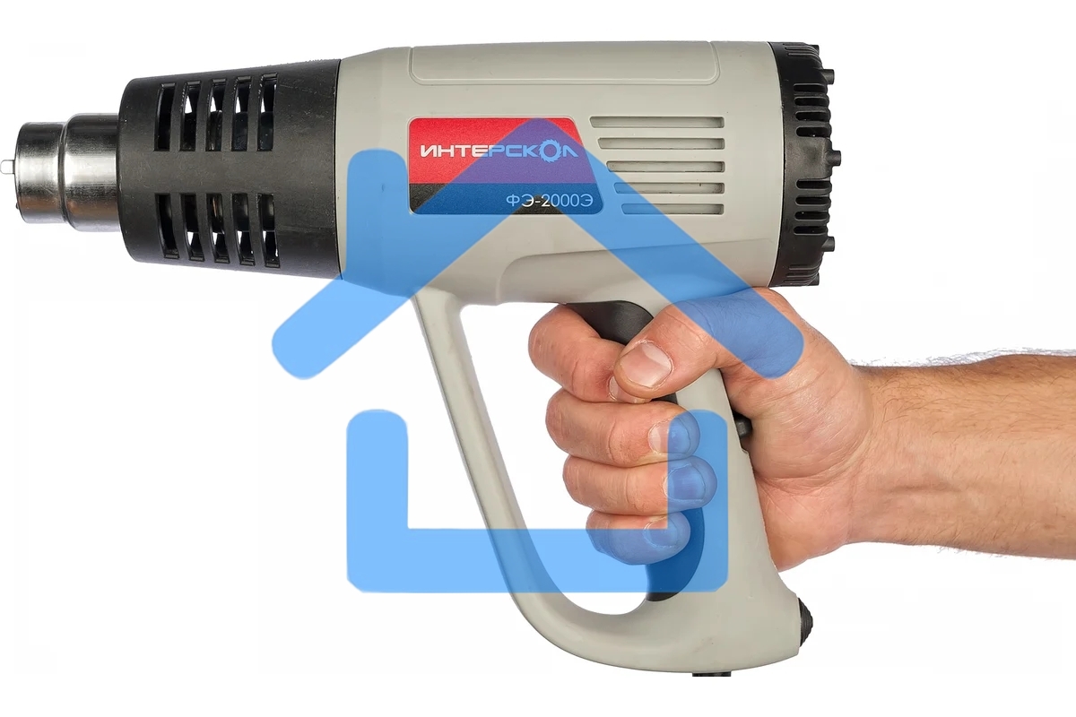 Фен строительный ИНТЕРСКОЛ ФЭ-2000Э 2000Вт, 80-600 °С,поток 300-500л/мин, 0.8кг 192.0.1.00