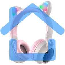 Гарнитура полноразмерная с кошачьими ушами беспроводная HOCO W27, серый