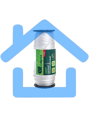 Шнур крученый полипропиленовый Сибртех 93962 2 мм, L 50 м, 38 кгс, на катушке, Россия, белый