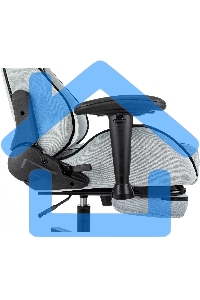 Кресло игровое Zombie Drift/F серо-голубой/черный, крестов. пластик, подст. для ног