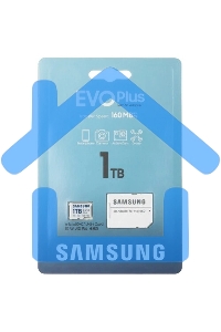 Флеш карта Samsung EVO Plus, microSDXC 1Tb, Class 10, A2, V30, UHS-I (U3), W 90 МБ/с, R 160 МБ/с, адаптер на SD