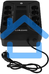 Источник бесперебойного питания SMARTWATT UPS SAFE PRO LCD 1000 черный 1000/600 ВА/Вт, напольный/настенный, линейно-интерактивный, LCD дисплей, Shuko CEE7/4 - 8 шт. (4 шт. с резервным питанием, 4 шт. - сетевой фильтр)