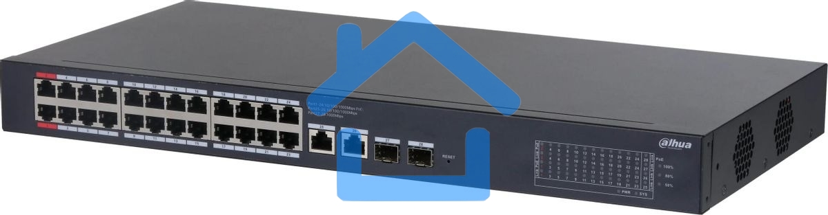 Коммутатор Dahua DH-CS4228-24GT-375 (L2) 24x1Гбит/с 2xКомбо (1000BASE-T/SFP) 2SFP 24PoE 375W управляемый