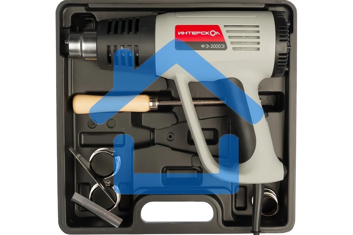 Фен строительный ИНТЕРСКОЛ ФЭ-2000Э 2000Вт, 80-600 °С,поток 300-500л/мин, 0.8кг 192.0.1.00