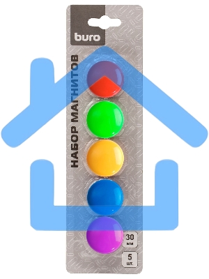Магнит Buro для досок пластик ассорти d30мм круглый (упаковка: 5шт)