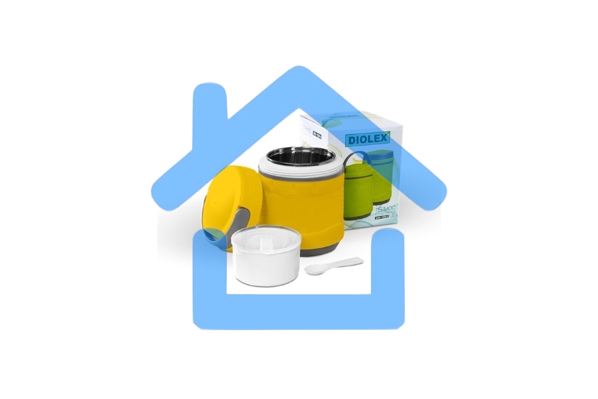 Термос Diolex DXС-1200-2Y 1200 мл, желтый/оранжевый, пищевой пластик с колбой из нерж. стали