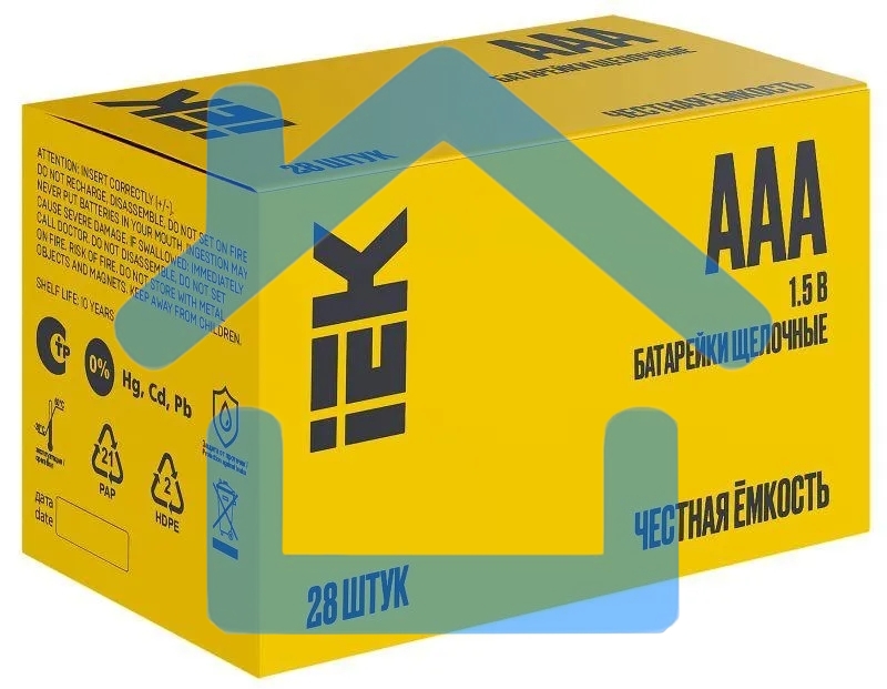 Элемент питания алкалиновый AAA/LR03 Alkaline бокс (уп.28шт) IEK ABT-LR03-OP-B28
