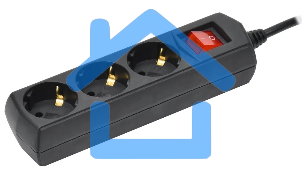 Сетевой удлинитель IEK У03В, 5м, 3 розетки, черный