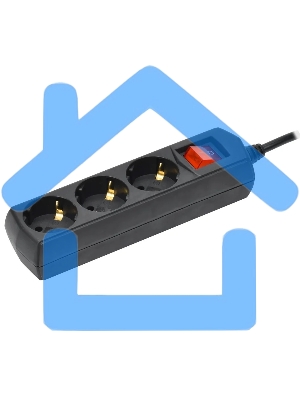 Сетевой удлинитель IEK У03В, 5м, 3 розетки, черный