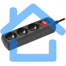 Сетевой удлинитель IEK У03В, 5м, 3 розетки, черный Сетевой удлинитель IEK У03В, 5м, 3 розетки, черный