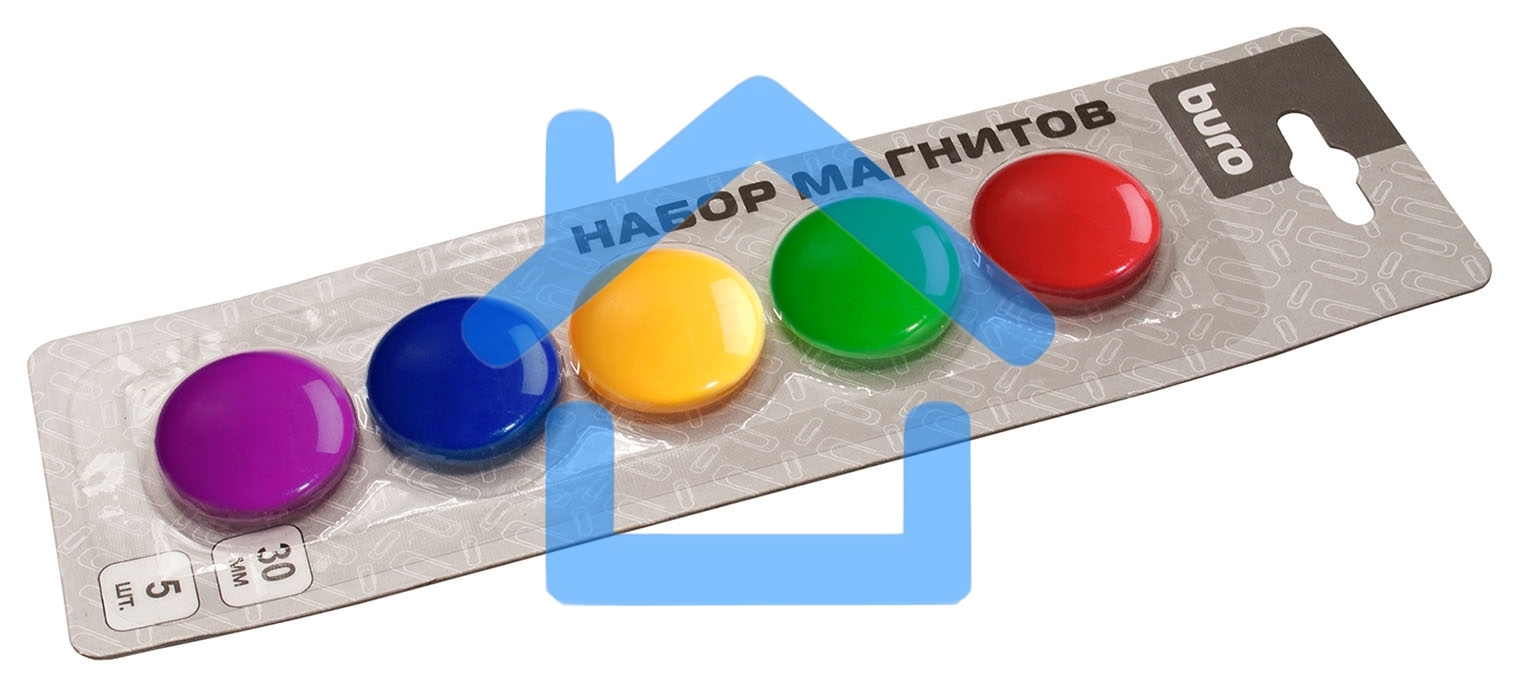 Магнит Buro для досок пластик ассорти d30мм круглый (упаковка: 5шт)