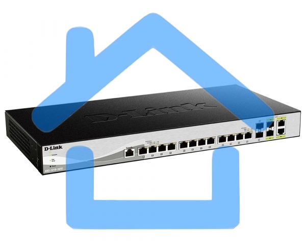 Коммутатор D-Link PROJ Smart L2+ Switch 12x10Gbase-T, 2x10Gbase-X SFP+, 2xCombo 10Gbase-T/SFP+, CLI, RJ45 Console