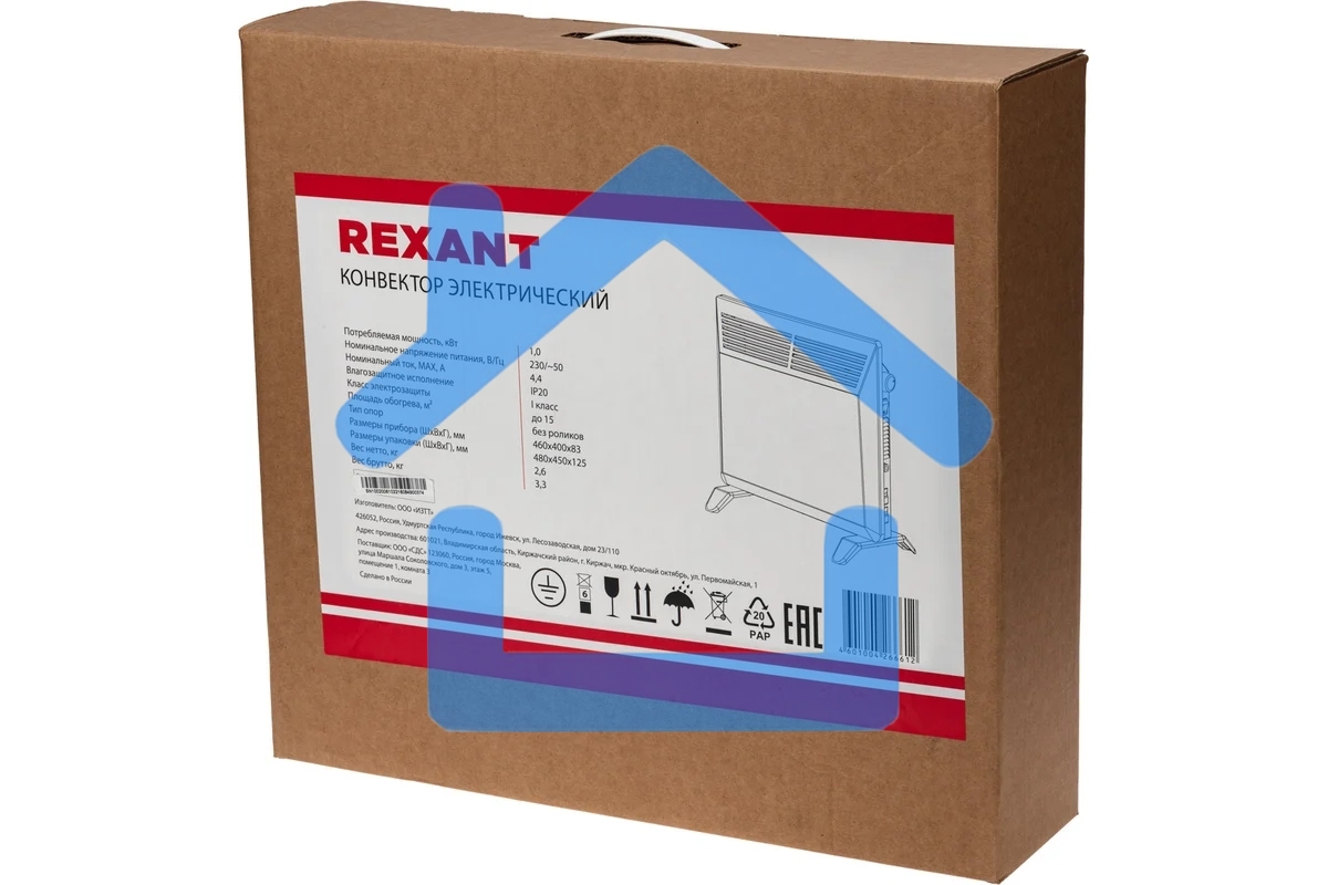 Конвектор Rexant 60-0090 белый, 1000 Вт, 15 м2, термостат