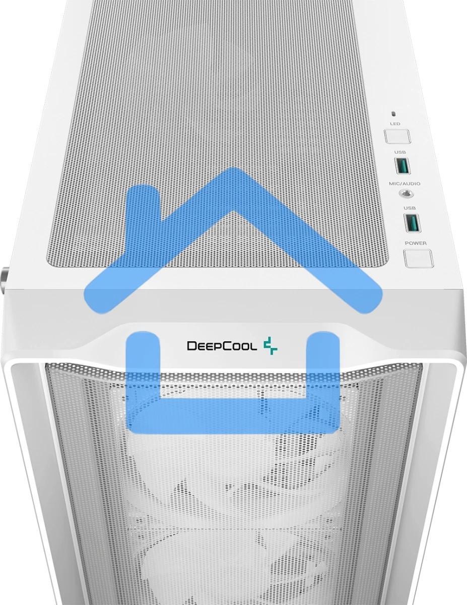 Компьютерный корпус Deepcool CC560 MESH V2 WH без БП, боковое окно (закаленное стекло), 3x120мм ARGB LED вентилятор спереди и 1x120мм ARGB LED вентилятор сзади, белый, ATX