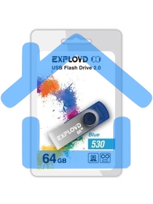 Флешка USB Exployd 530 Blue (EX064 Gb530-Bl), 64 Gb, USB 2.0, R/W 20/10, синий