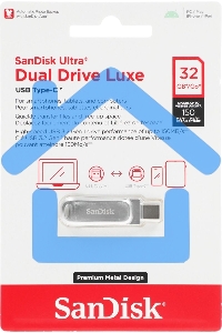 Флешка USB Sandisk Ultra Dual Luxe 32 Gb, USB 3.0, серебристый