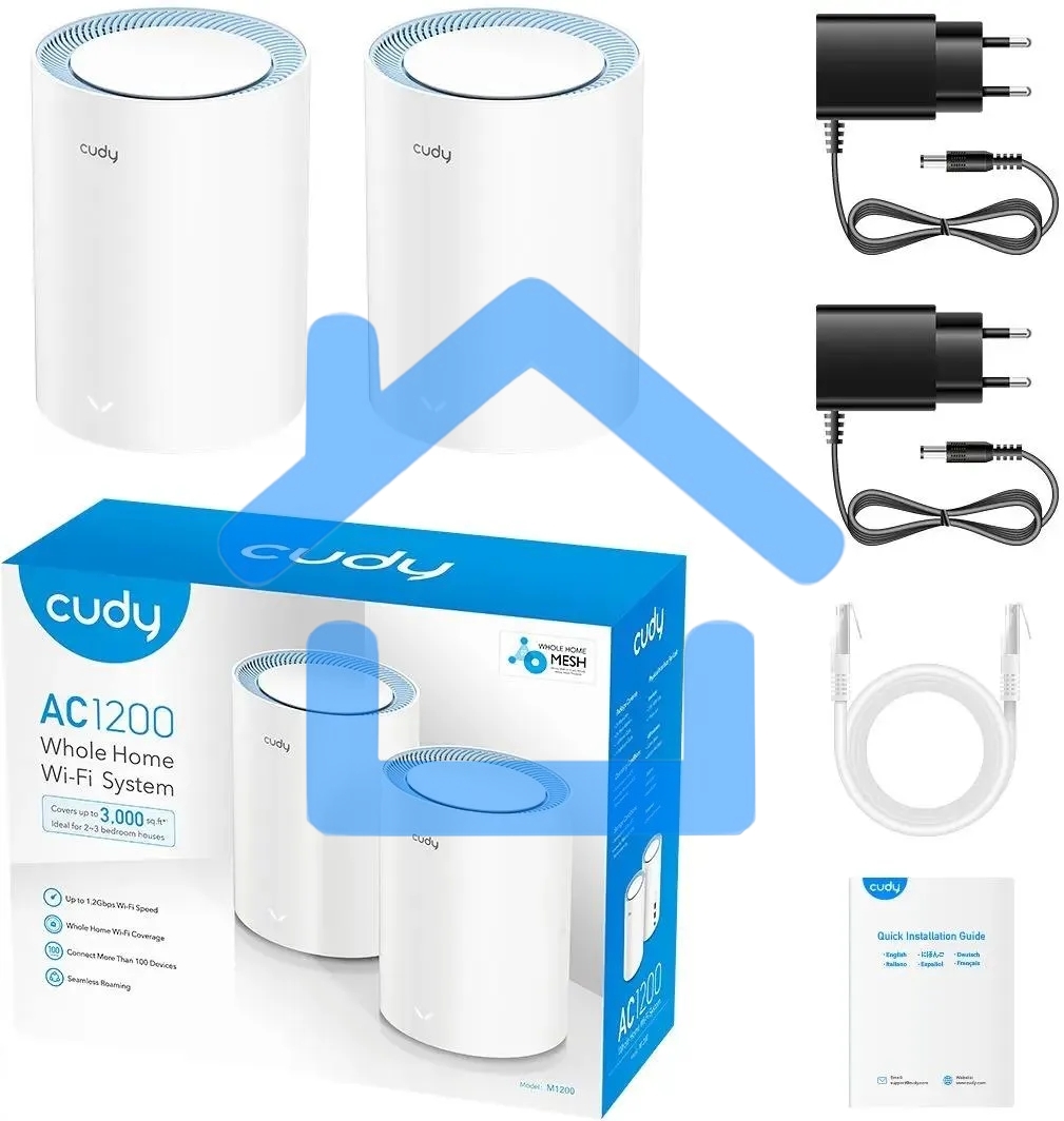 Бесшовный Mesh роутер Cudy M1200 (M1200 2-PACK) AC1200 Wi-Fi белый (упак.:2шт)