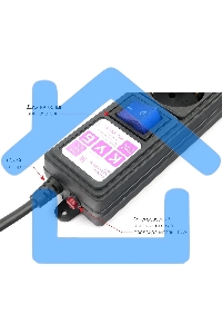 Сетевой фильтр PC черный 5м 6 р 16А_SPG6-B5M