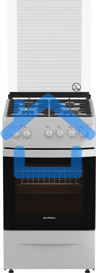 Плита комбинированная Darina 1D1 КМ 241 311 W белый/черный, конфорок 4 шт, духовка 50 л, 50 см x 85 см x 60 см