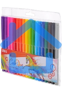Фломастеры Deli EC10013 ColoRun, вентилируемый колпачок, 18 цветов, пакет с европодвесом