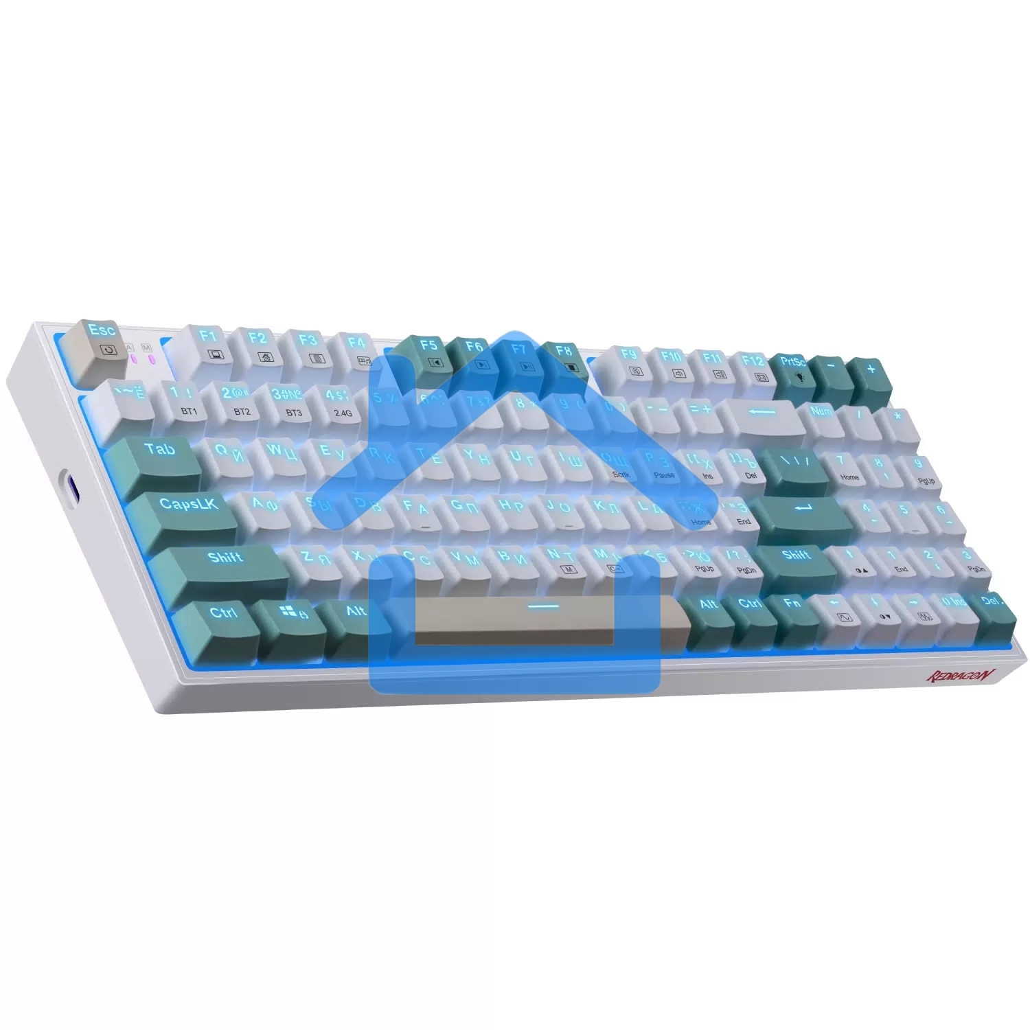 Клавиатура беспроводная Defender REDRAGON VEIGAR USB, Bluetooth/Радиоканал, бело-голубая