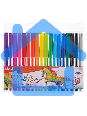 Фломастеры Deli EC10013 ColoRun, вентилируемый колпачок, 18 цветов, пакет с европодвесом