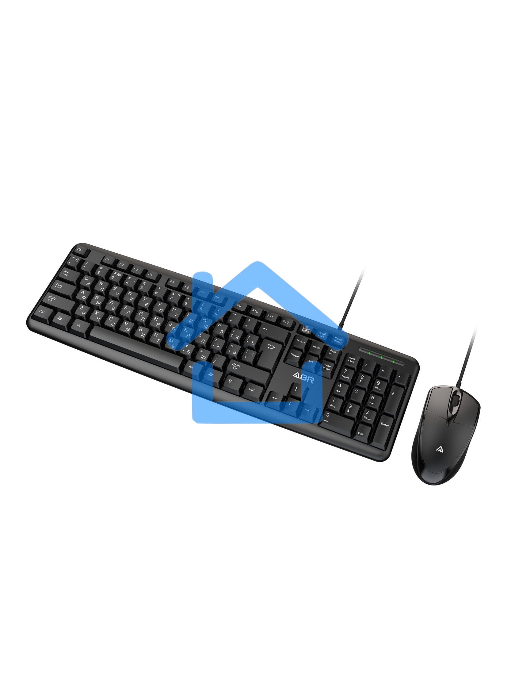 Клавиатура и мышь ABR KM600 черный, интерфейс USB, проводной, RU/EN