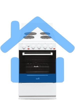 Плита электрическая Cezaris ПЭ Н Д 1200-02 белый, конфорок 4 шт, духовка 43 л, 50 см x 85 см x 50 см