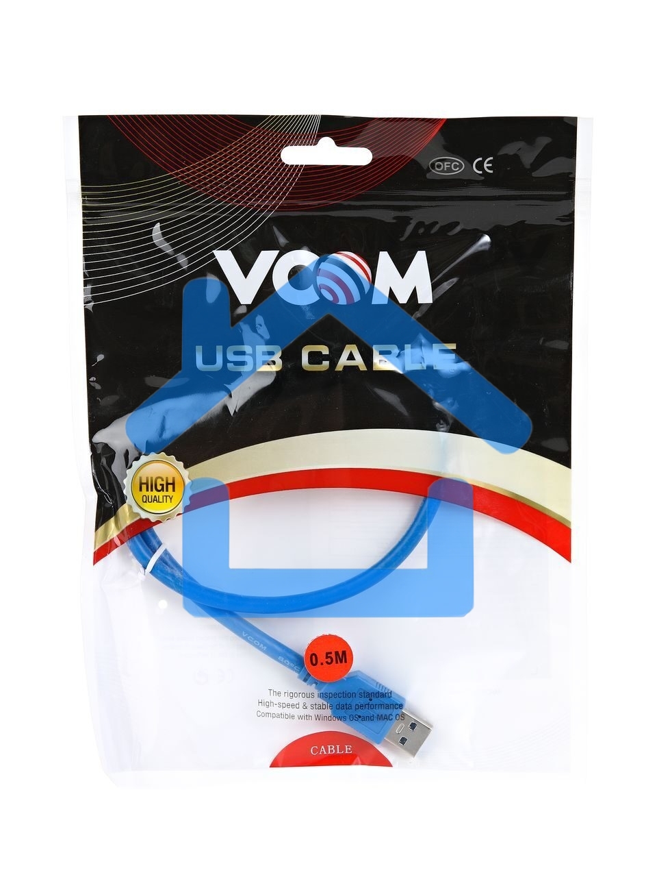 Кабель AM/AF USB3.0 0.5m VCOM удлинитель USB 3.0, VUS7065-0.5M