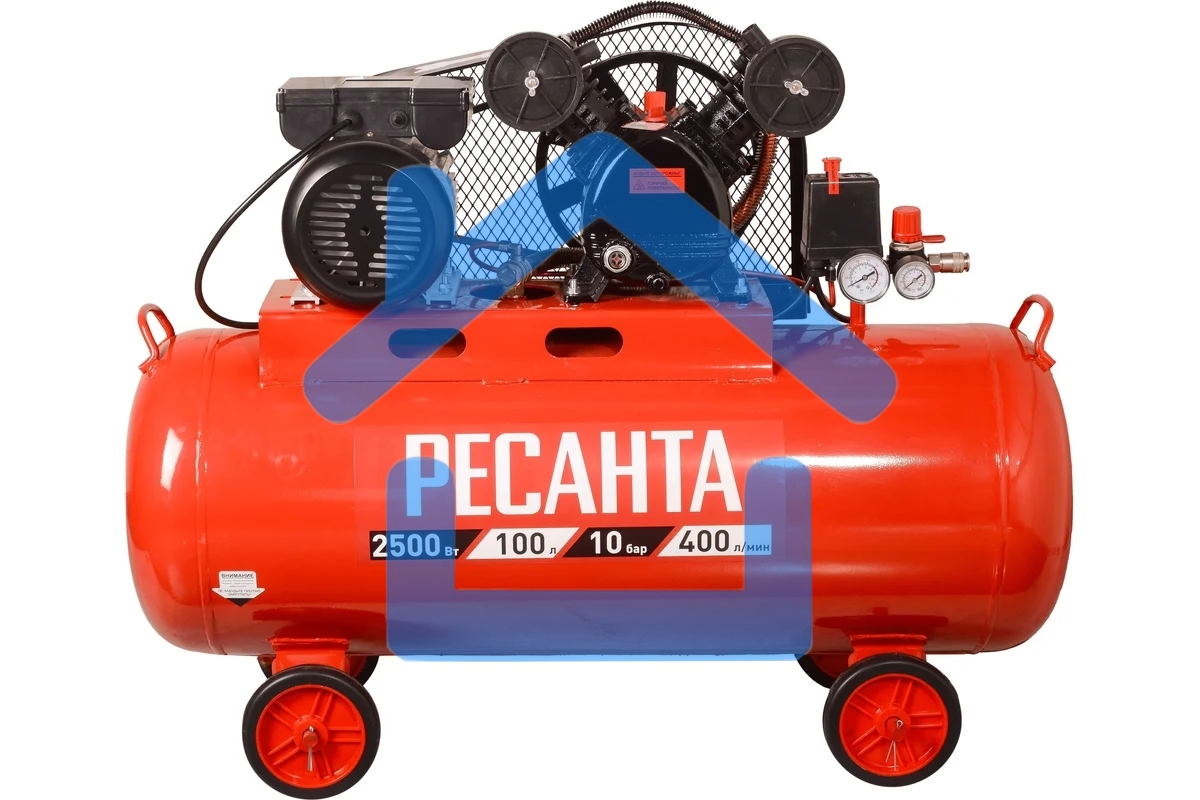 Компрессор поршневой Ресанта КП-100/400Р масляный 400л/мин 100л 2500Вт красный/черный