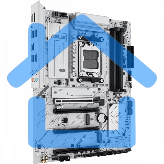 Материнская плата ASUS B850 MAX GAMING WIFI W, AM5, AMD B850, 4xDDR5, 4xSATA, 3xM.2, 1xPCIe 5.0 x16, 1xPCIe 4.0 x4, 2xPCIe 3.0 x1, 1xDisplayPort, 1xHDMI, 1x2.5Gb LAN, Wi-Fi 6E, Bluetooth 5.3, 1xUSB-C 10Gbps, 3xUSB-A 10Gbps, 2xUSB-A 5Gbps, 2xUSB-A 2.0, 3x3